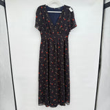 women Madewell Tulip-Sleeve Maxi Dress in Sweet Blossoms Navy Blue Dress 6