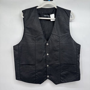 men leather works Leather Vest Black Woven Top M