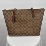 women Coach City Zip Tote Bag Brown Purse