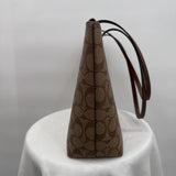 women Coach City Zip Tote Bag Brown Purse