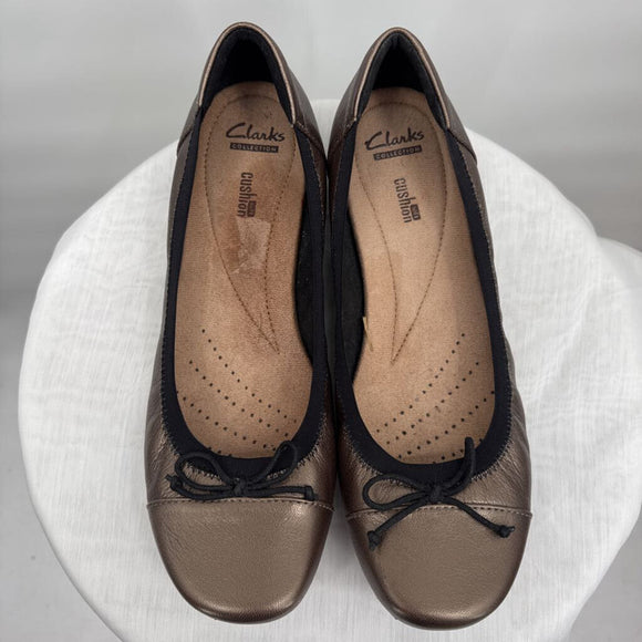 women Clarks Blanche Nora Ballet Flats Bronze Black Shoes 9