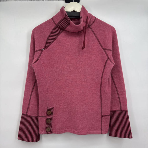 women Prana Lucia Mock Neck Wool Blend Rose Sweater S