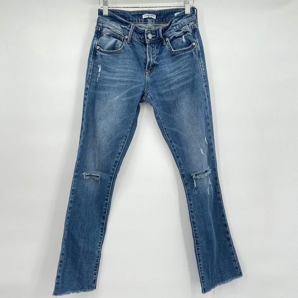 women Dear John Distressed Liam Straight Blue Jeans 25/0