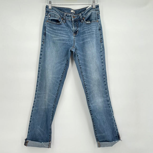 women Dear John Playback Cuffed Cropped Straight Leg Blue Jeans 27/4