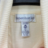 women Robert Scott Fine Gauge Wool Cable Knit Turtleneck Cream Sweater L