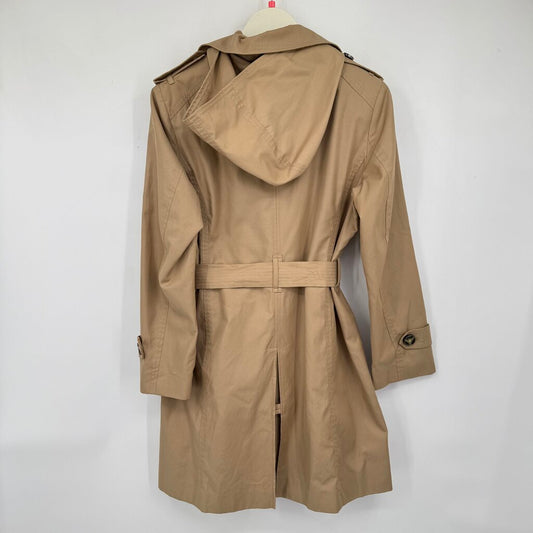 women London Fog Hooded Belted Trench Khaki Coat L Petite