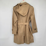 women London Fog Hooded Belted Trench Khaki Coat L Petite