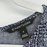 women 41 Hawthorn Knit Houndstooth Navy Blue Gray Dress M