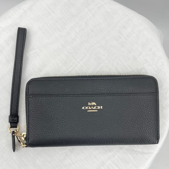women Coach Zip Around Wallet Black Purse