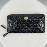 women Coach Patent Leather Wallet Black Purse