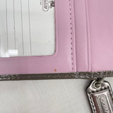 women Coach NWT Canvas Leather Wallet Khaki Pink Purse