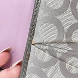 women Coach NWT Canvas Leather Wallet Khaki Pink Purse