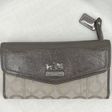 women Coach NWT Canvas Leather Wallet Khaki Pink Purse