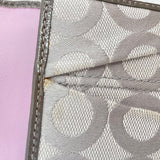 women Coach NWT Canvas Leather Wallet Khaki Pink Purse