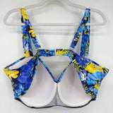 women Lands End Floral Hawaiian Bikini Set Blue Yellow Swimwear 22W