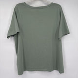 women Lands End Cotton Tee Green Knit Top 2X