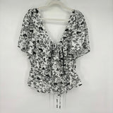women 7 for all Mankind NWT Peasant Top in Green Toile White Woven Top XL