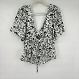 women 7 for all Mankind NWT Peasant Top in Green Toile White Woven Top XL