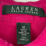 women Lauren Ralph Lauren Linen Button Down Magenta Woven Top M