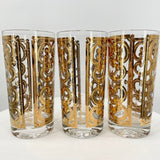 Set of 3 Georges Briard Spanish Gold Signed Highball Glasses 1960s MCM Dishware