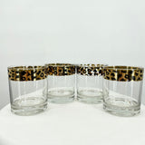 Set of 4 Vintage Gold Leopard Circleware Lowball Dishware