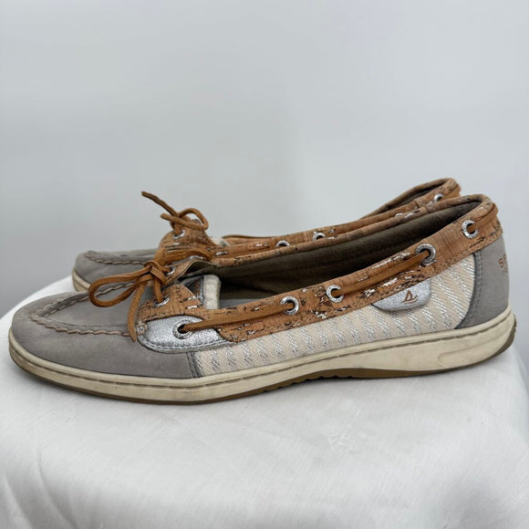 women Sperry Boat Shoe Tan Gray Shoes 10