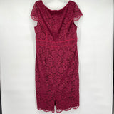 women ABS Allan Schwartz Lace Pencil Berry Pink Dress 18