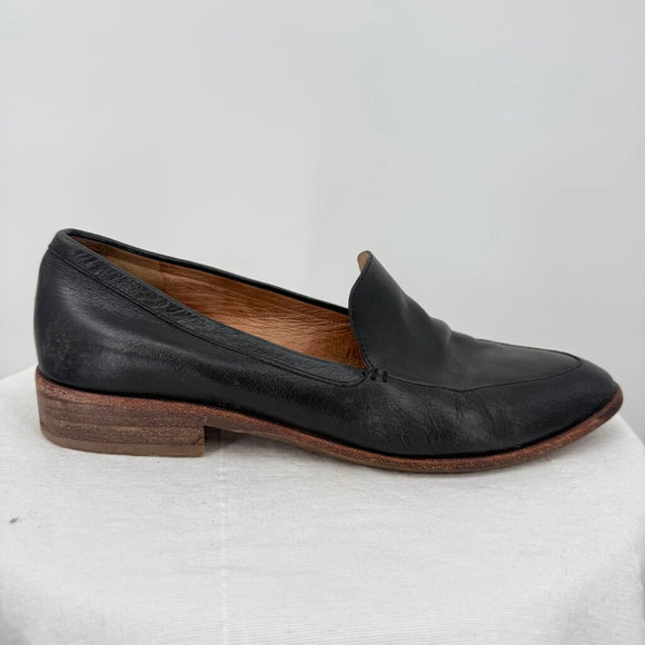 women Madewell Frances Leather Loafers Black Shoes 8.5
