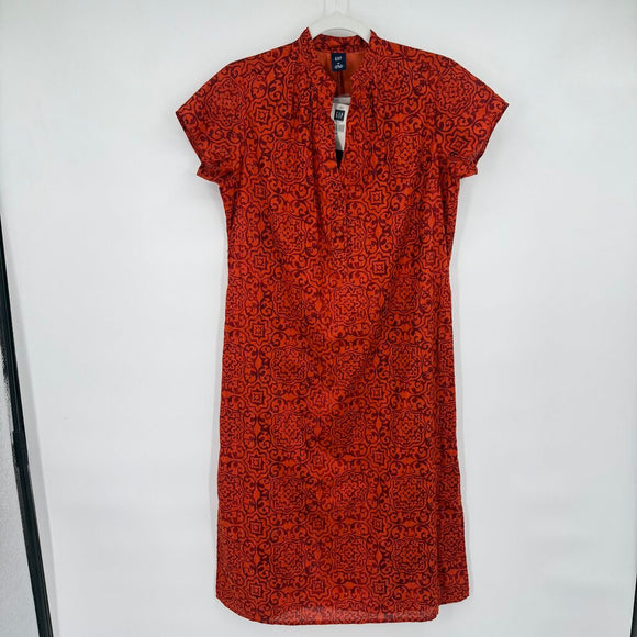 women Gap NWT Block Pattern & Metallic Stripe Orange Dress M