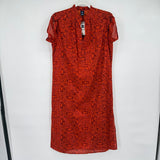women Gap NWT Block Pattern & Metallic Stripe Orange Dress M