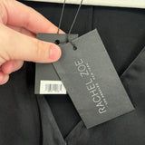 women Rachel Zoe NWT Splice Long Sleeve Satin Blouse Black Woven Top 0