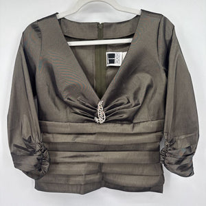women Tadashi Vintage Formal Top Olive Brown Woven Top 8
