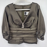 women Tadashi Vintage Formal Top Olive Brown Woven Top 8