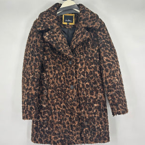 women Sam Edelman Leopard Print Boucle Brown Coat XS