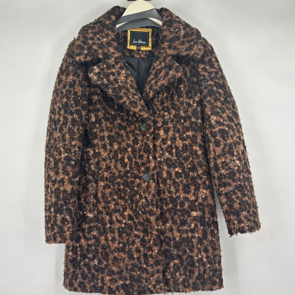 women Sam Edelman Leopard Print Boucle Brown Coat XS