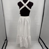 women English Factory Elastic Detail Sleeveless Dress White Dress M