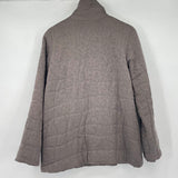 women Eileen Fisher Quilted Silk Brocade Grayish Brown Jacket S