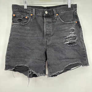 women Levi's 501 Denim Cutoffs Aged Black Shorts 31