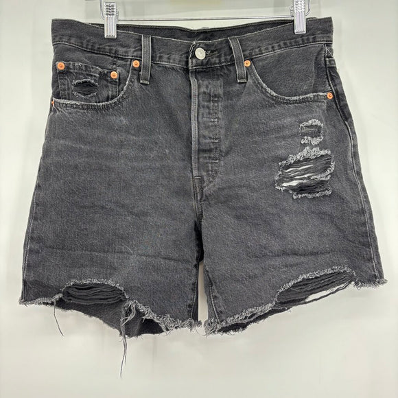 women Levi's 501 Denim Cutoffs Aged Black Shorts 31