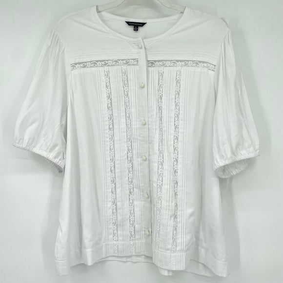women Violets & Roses Cotton and Lace Blouse White Woven Top XL