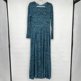 women Peruvian Connection Jade Vine Jersey Knit Teal Navy Dress S