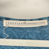 women Peruvian Connection Jade Vine Jersey Knit Teal Navy Dress S