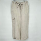 women Liz Claiborne Belted Linen Tan Pants 12