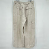 women Liz Claiborne Belted Linen Tan Pants 12