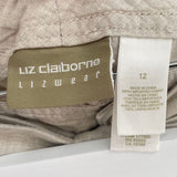 women Liz Claiborne Belted Linen Tan Pants 12