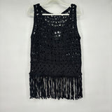 women Endless Rose NWT Crochet Mesh Tank Top Black Woven Top M/L