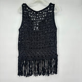 women Endless Rose NWT Crochet Mesh Tank Top Black Woven Top M/L