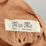 women Miss Me Crochet Peplum Tank Peach Woven Top S