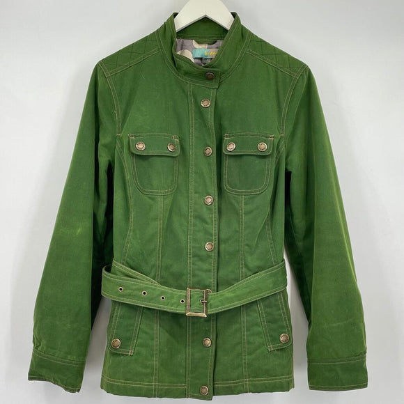 women Boden Belted Utility Spring Green Jacket 8