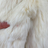 women Niki Vintage Rabbit Fur Zip Up Cream Coat XS